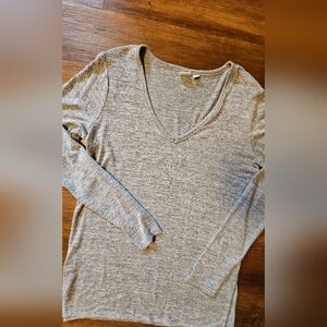 Gray V-Neck Women's Tunic Top